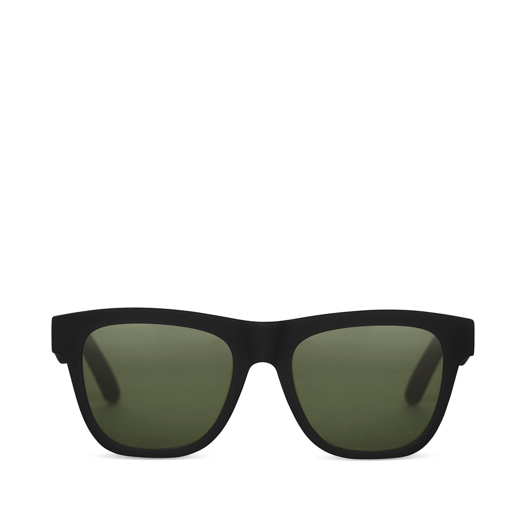 Dalston Traveler Sunglasses  - Matte Black Glass Bottle Green Front View