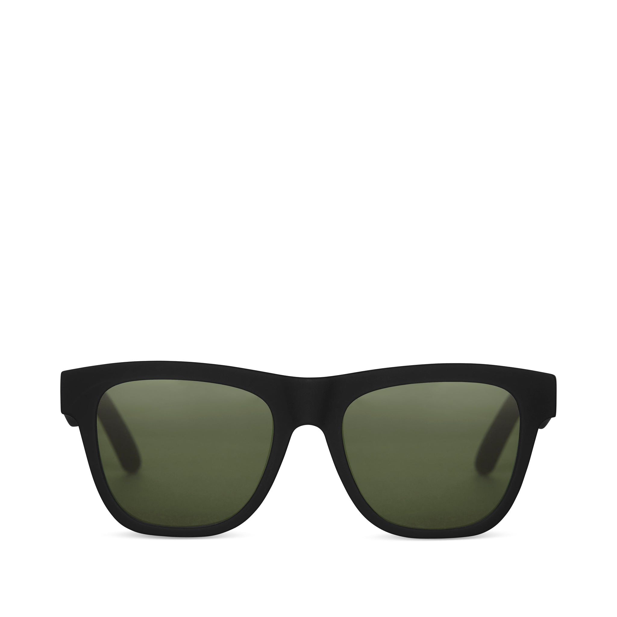 Dalston Traveler Sunglasses  - Matte Black Glass Bottle Green Front View