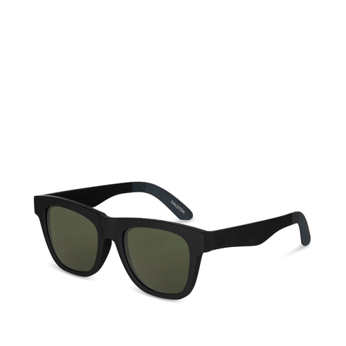 Dalston Traveler Sunglasses  - Matte Black Glass Bottle Green Side Angle View