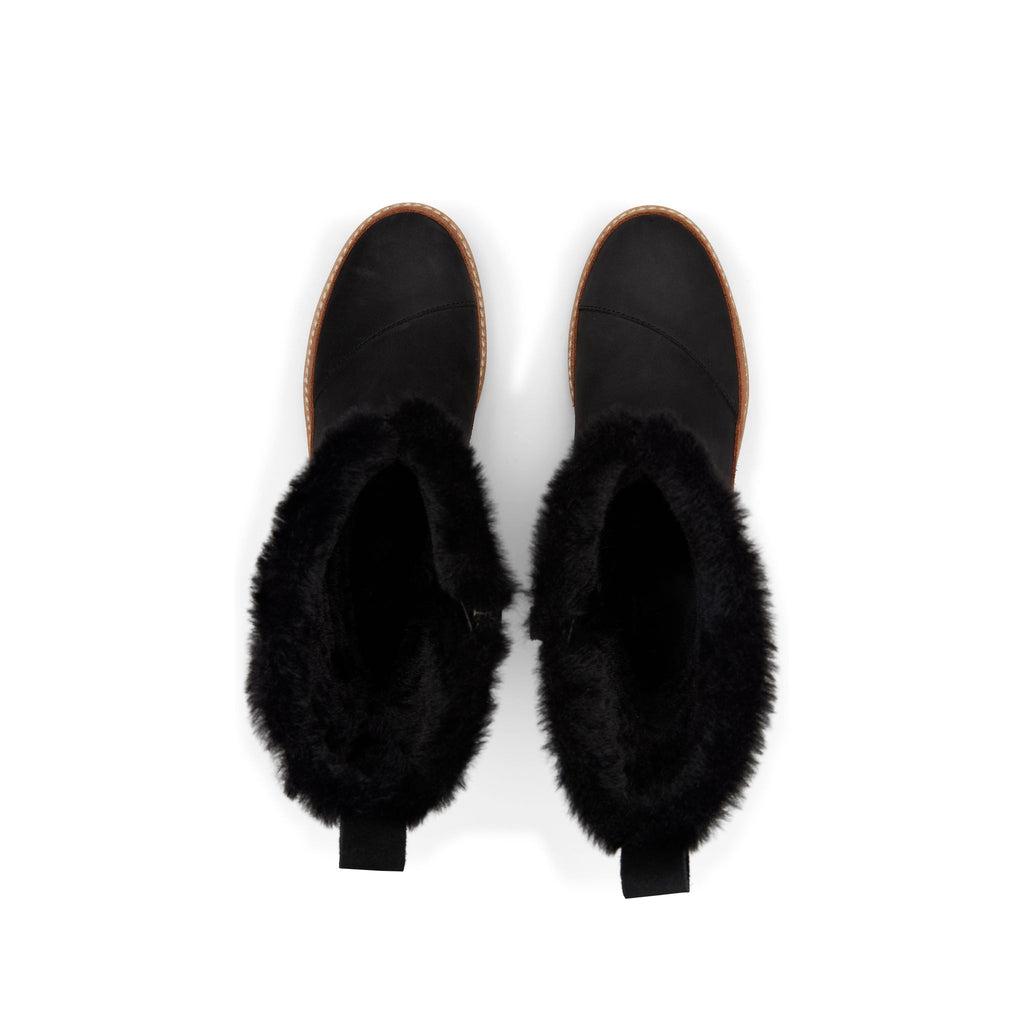 Makenna Black Water Resistant Faux Fur Boot Top View