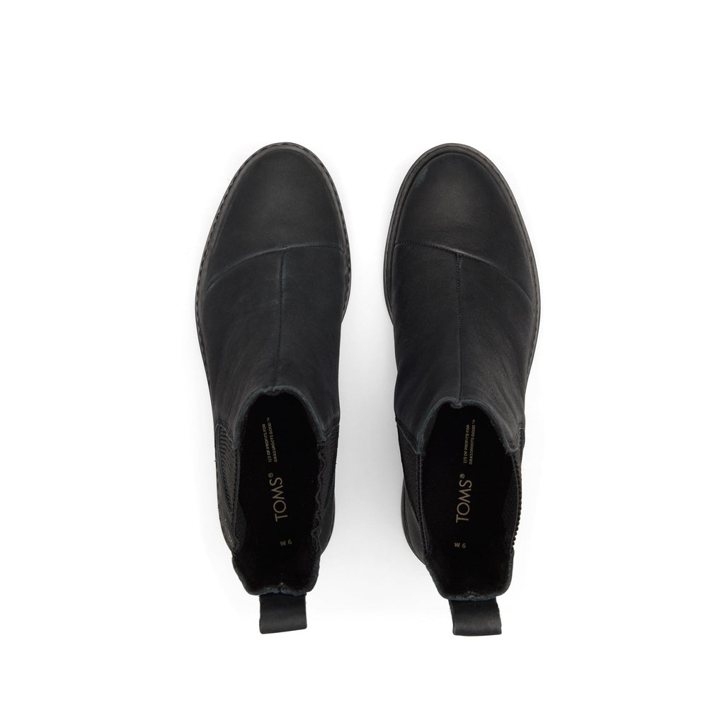 Charlie Black Leather Boot Top View