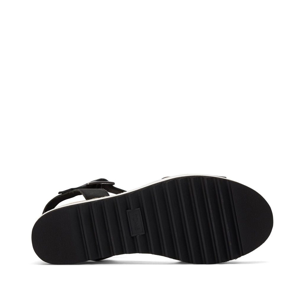 Diana Black Leather Wedge Sandal Bottom Sole View