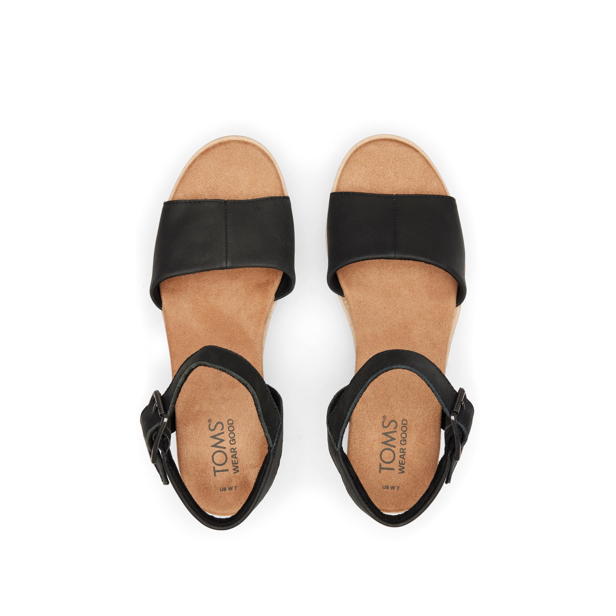 Diana Black Leather Wedge Sandal Top View