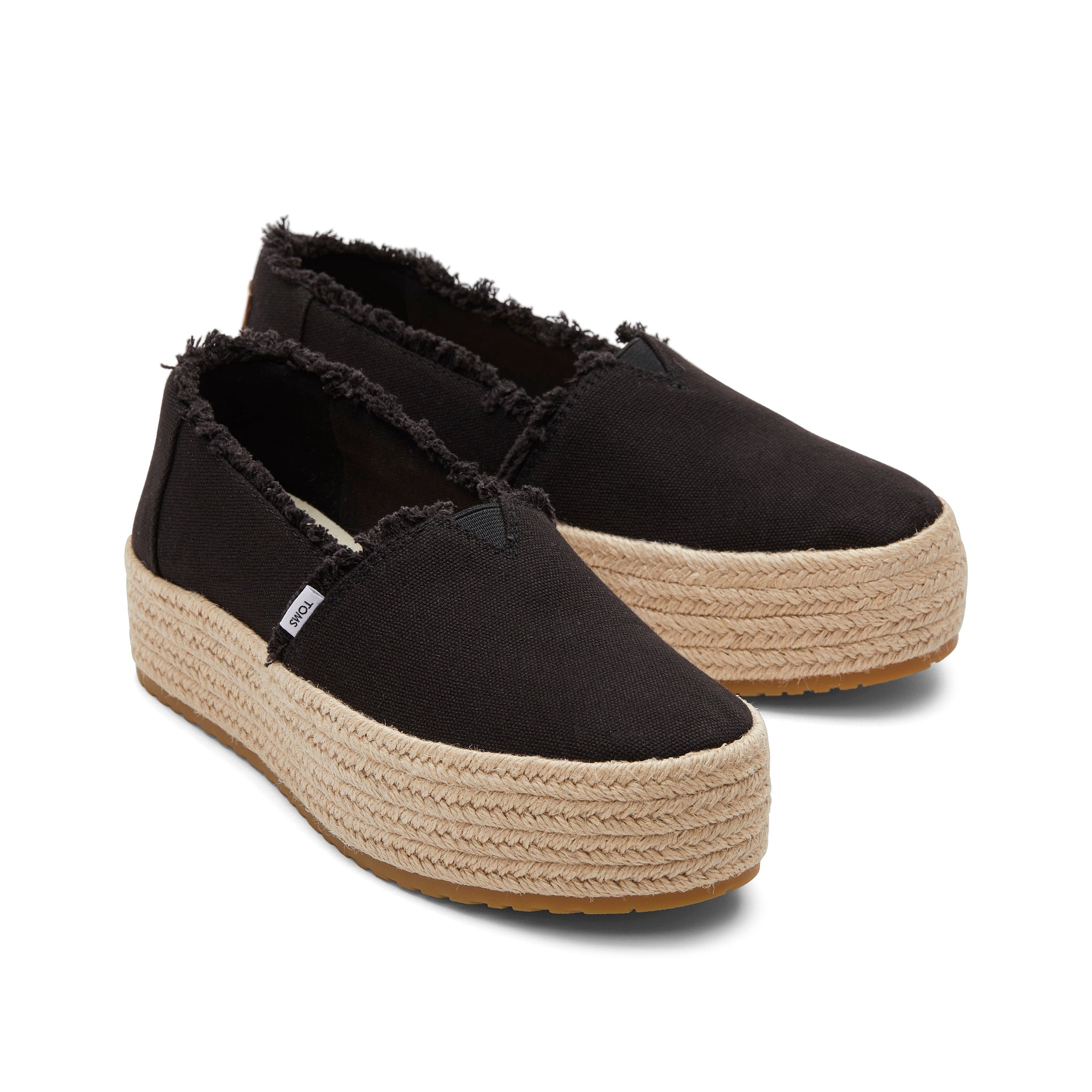 Valencia Black Canvas Platform Espadrille Front View