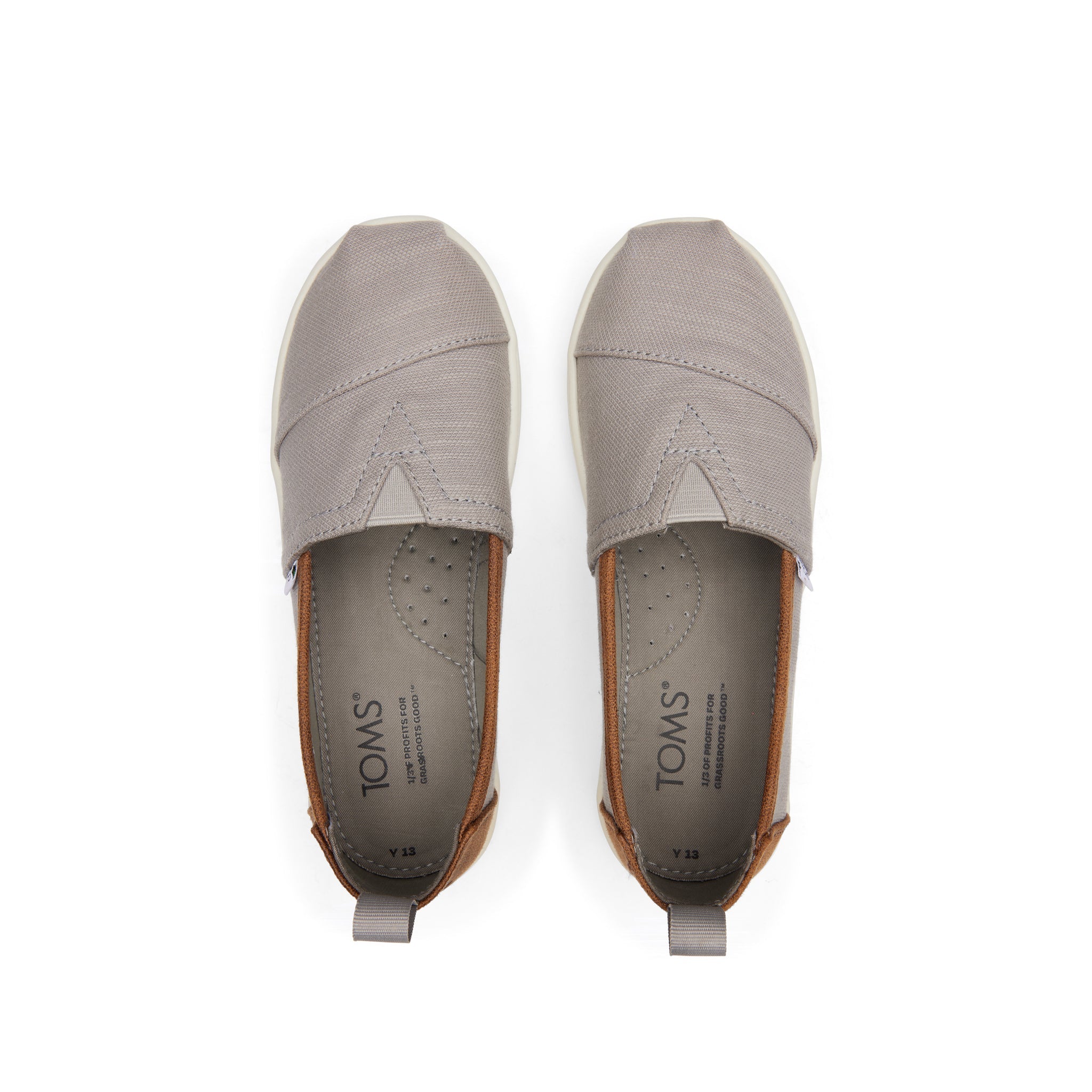 Youth Alpargata Grey Recycled Cotton Kids Shoe Top View