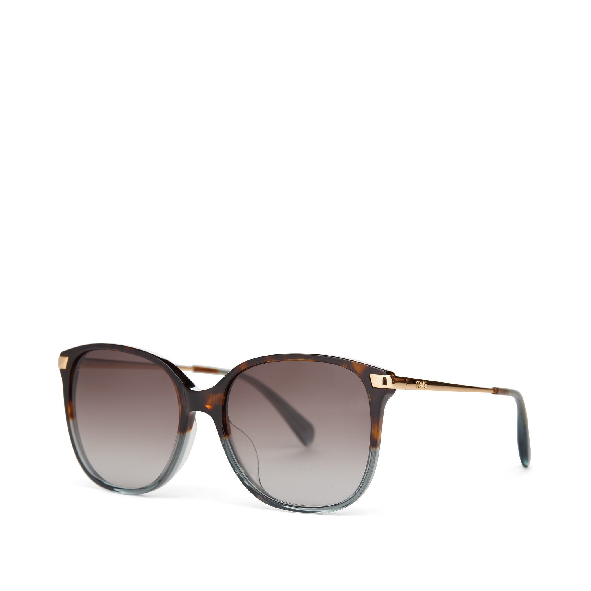 Sandela 201 Handcrafted Sunglasses  - Tortoise Ocean Grey Fade - Gold - Dark Grey Gradient Side Angle View