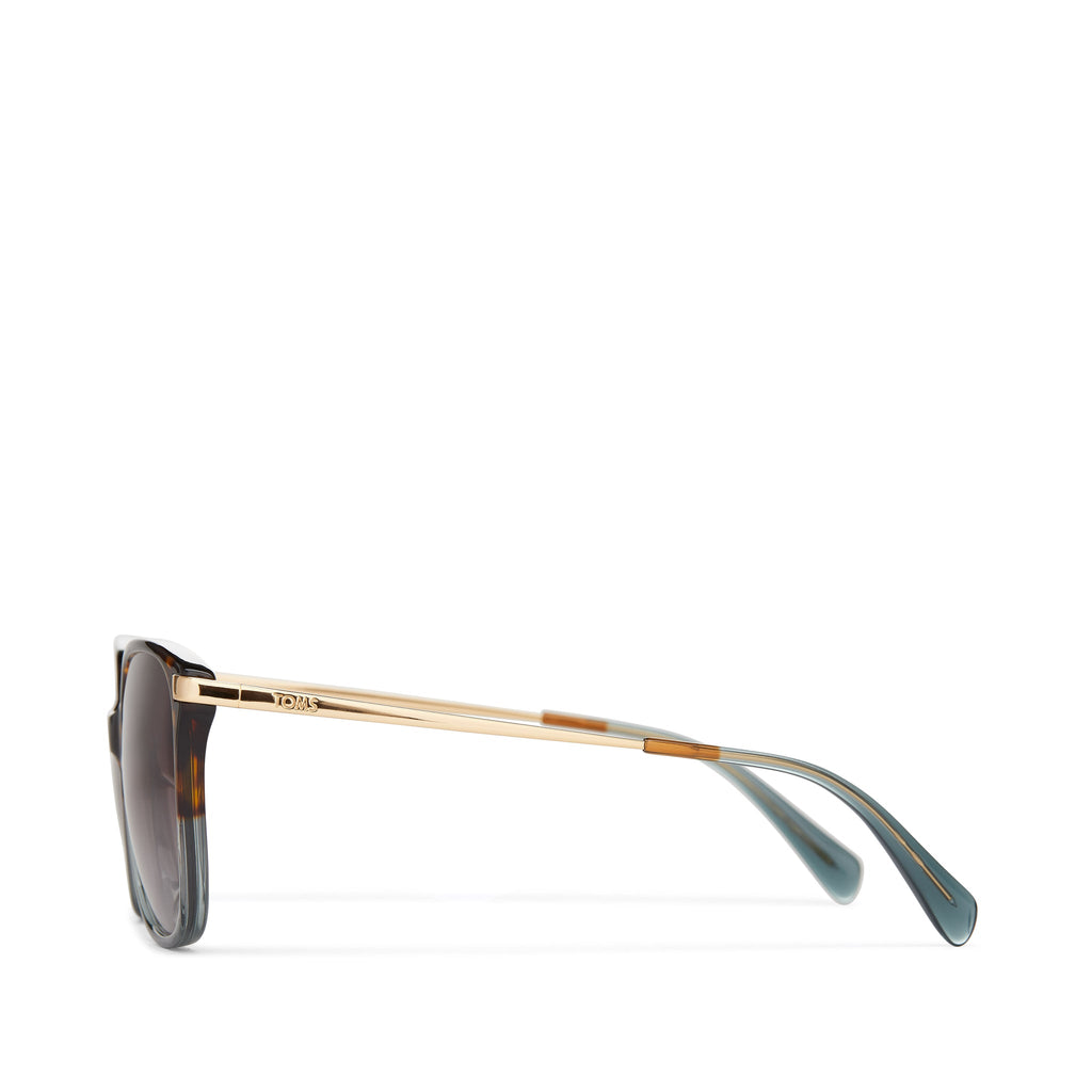 Sandela 201 Handcrafted Sunglasses  - Tortoise Ocean Grey Fade - Gold - Dark Grey Gradient Side View