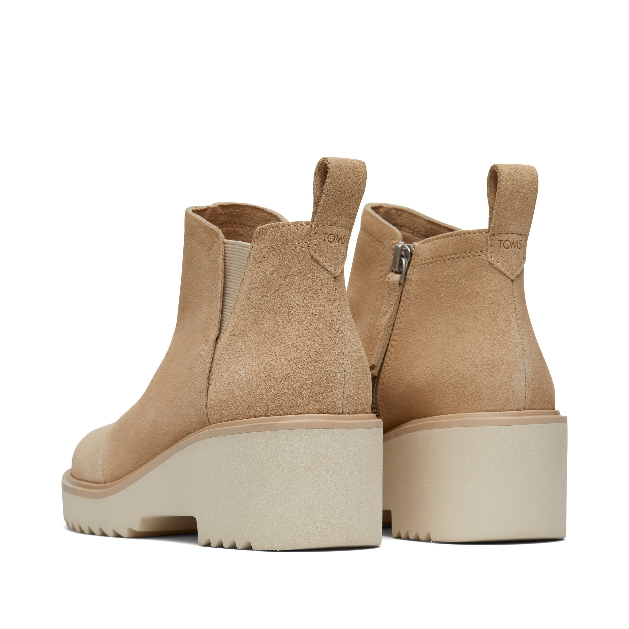 Maude Oatmeal Suede Wedge Boot Back View