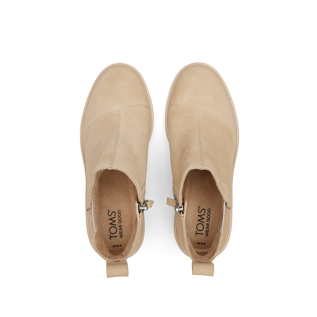 Maude Oatmeal Suede Wedge Boot Top View
