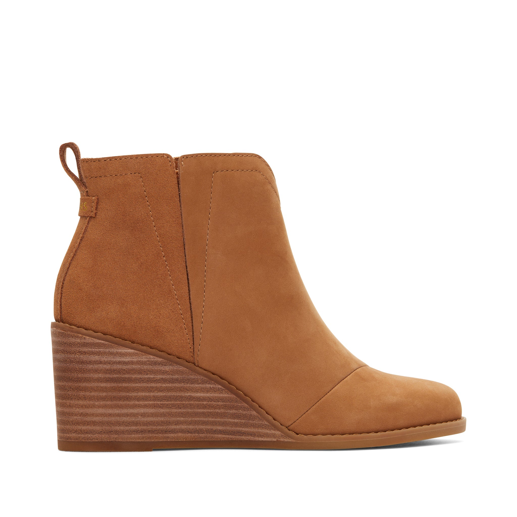 Clare Tan Leather Wedge Boot Side View