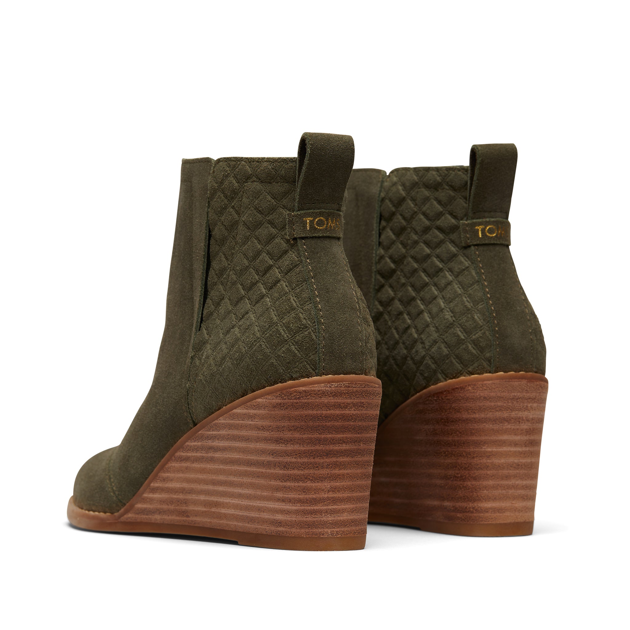 Clare Olive Suede Wedge Boot Back View