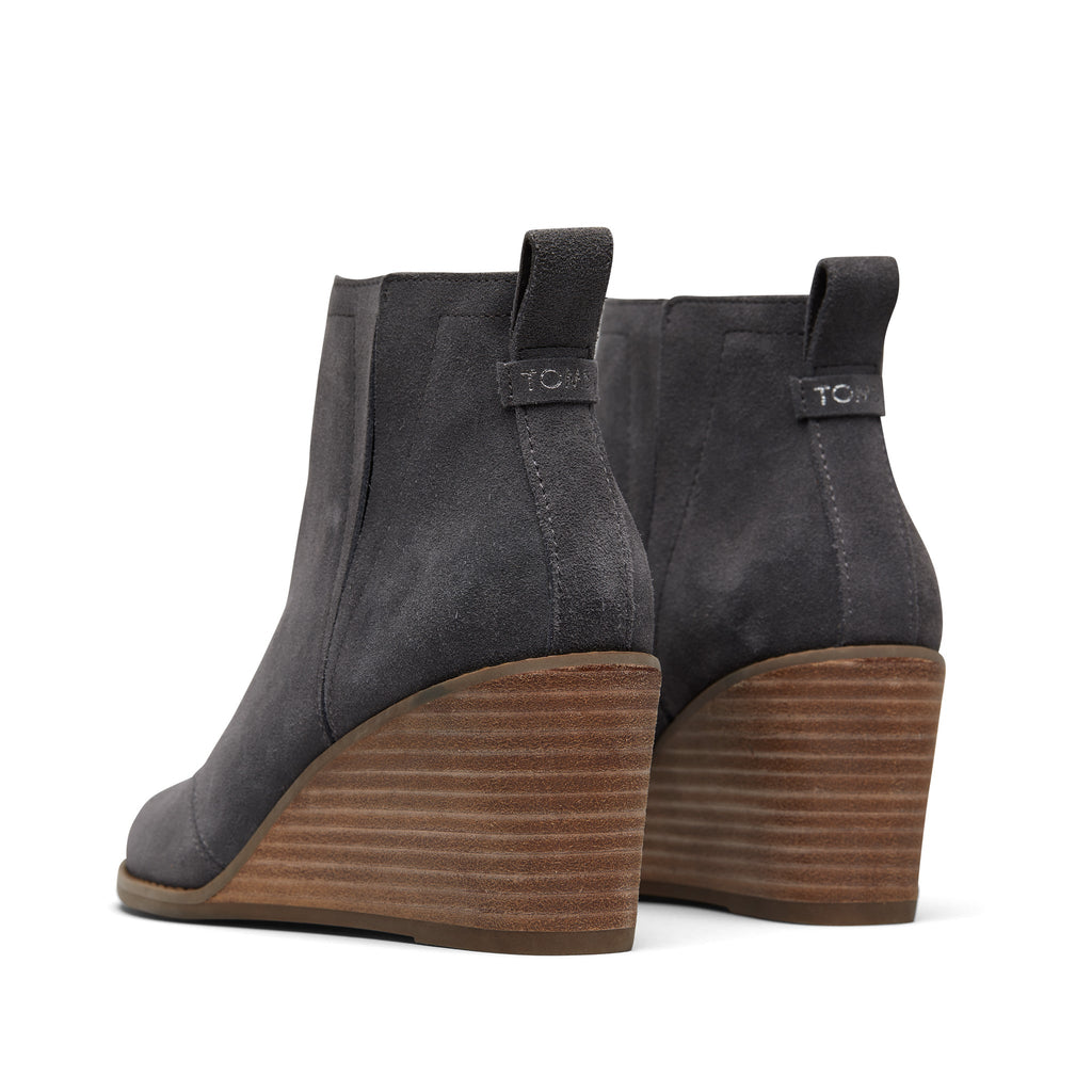 Clare Forged Iron Suede Wedge Boot Back View
