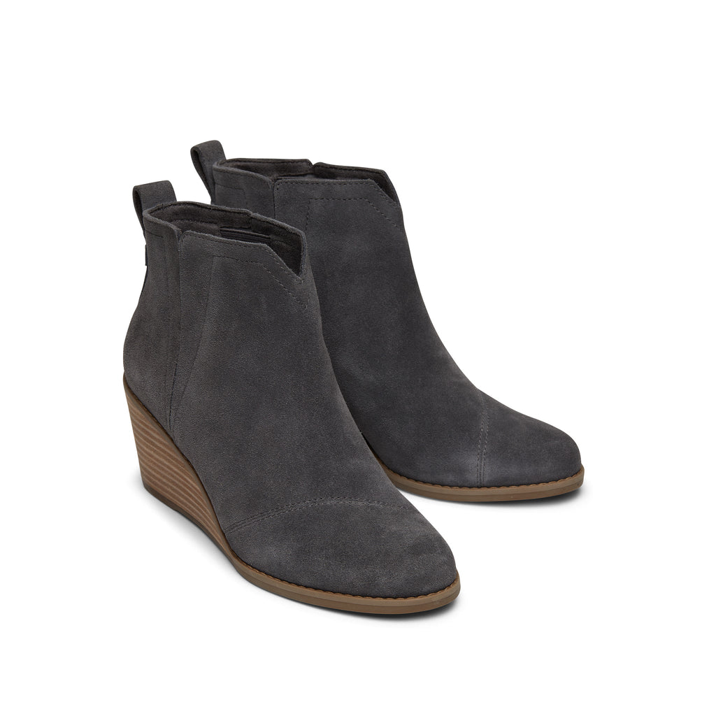 Clare Forged Iron Suede Wedge Boot Front View