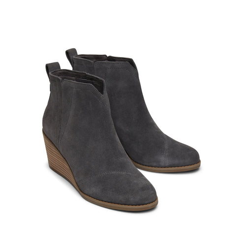 Clare Forged Iron Suede Wedge Boot Front View