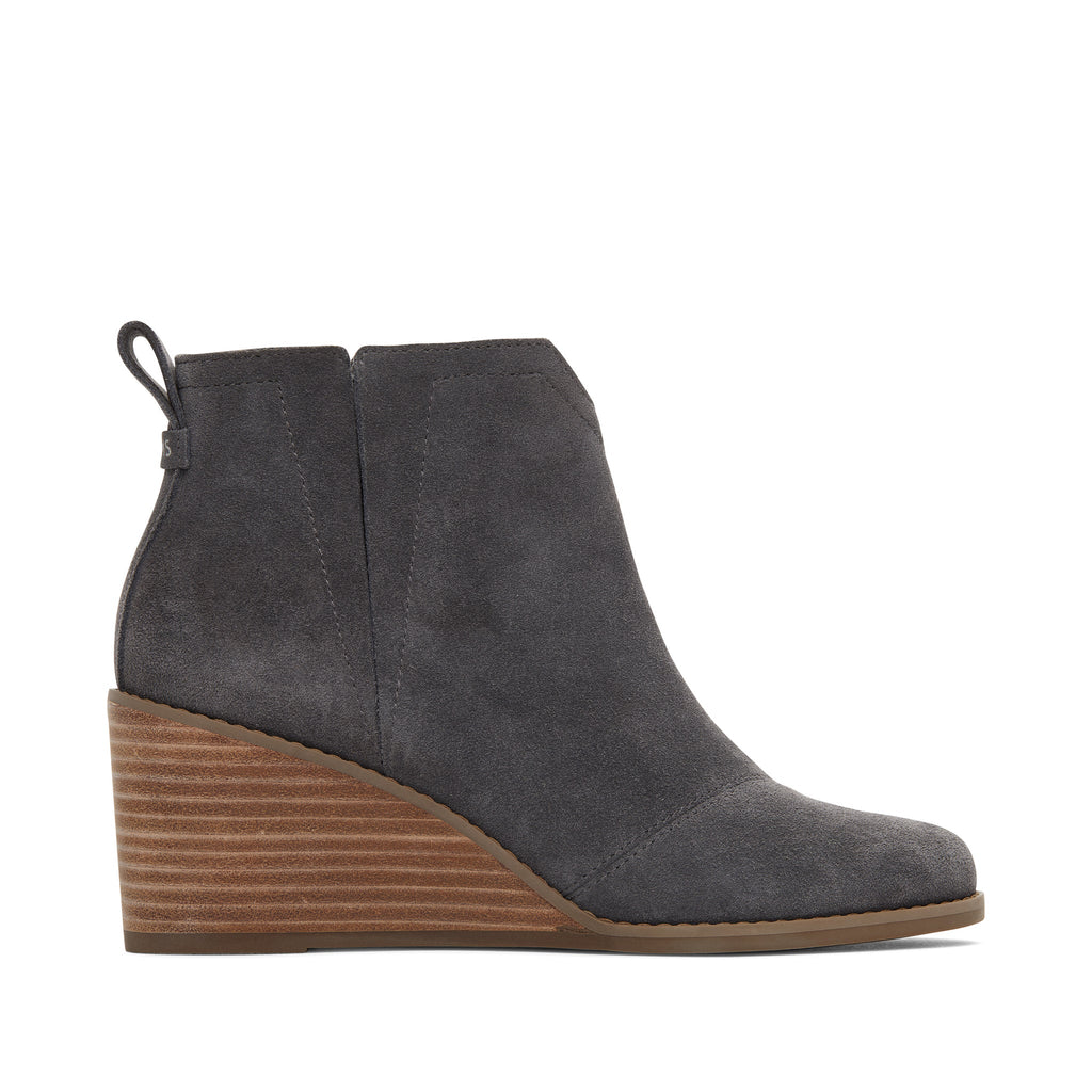 Clare Forged Iron Suede Wedge Boot Side View