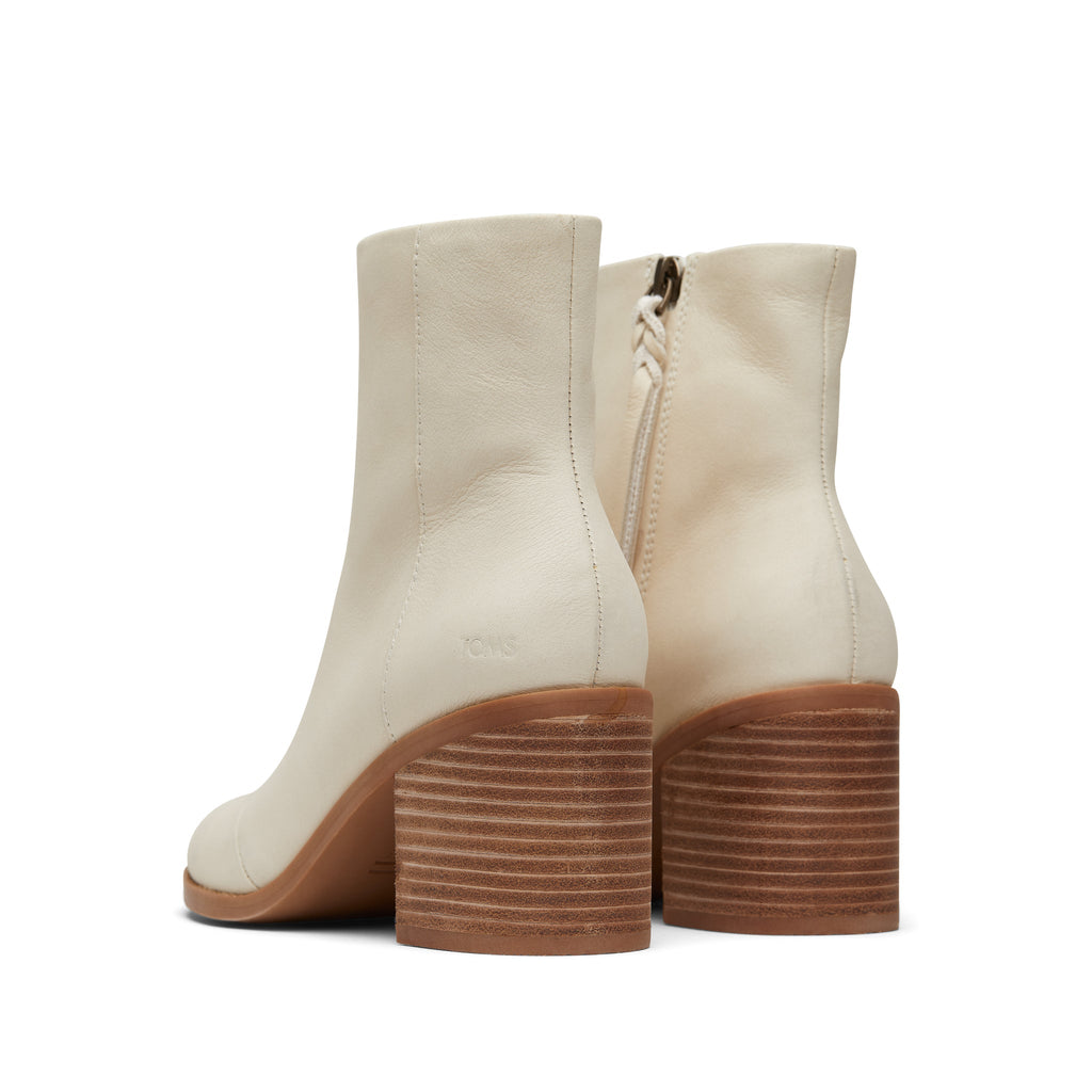 Evelyn Light Sand Leather Heeled Boot Back View