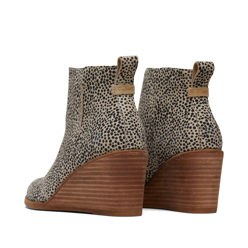 Clare Mini Cheetah Suede Wedge Boot Back View