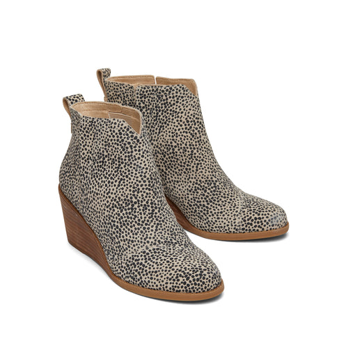 Clare Mini Cheetah Suede Wedge Boot Front View