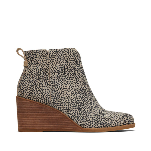 Clare Mini Cheetah Suede Wedge Boot Side View