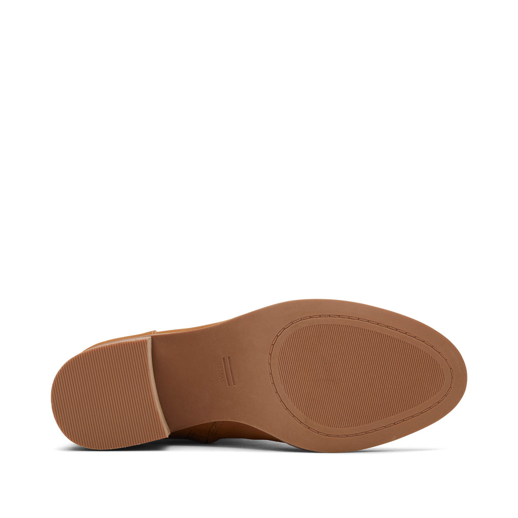 Evelyn Tan Leather Heeled Boot Bottom Sole View