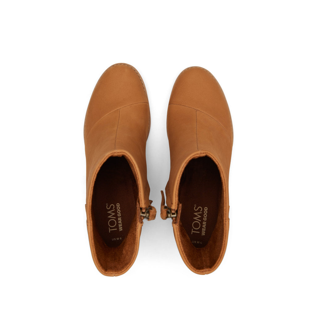 Evelyn Tan Leather Heeled Boot Top View