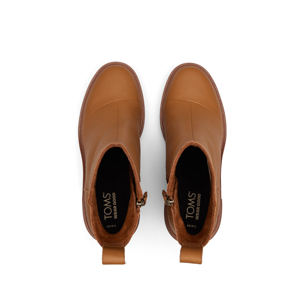 Rya Tan Leather Heeled Boot Top View