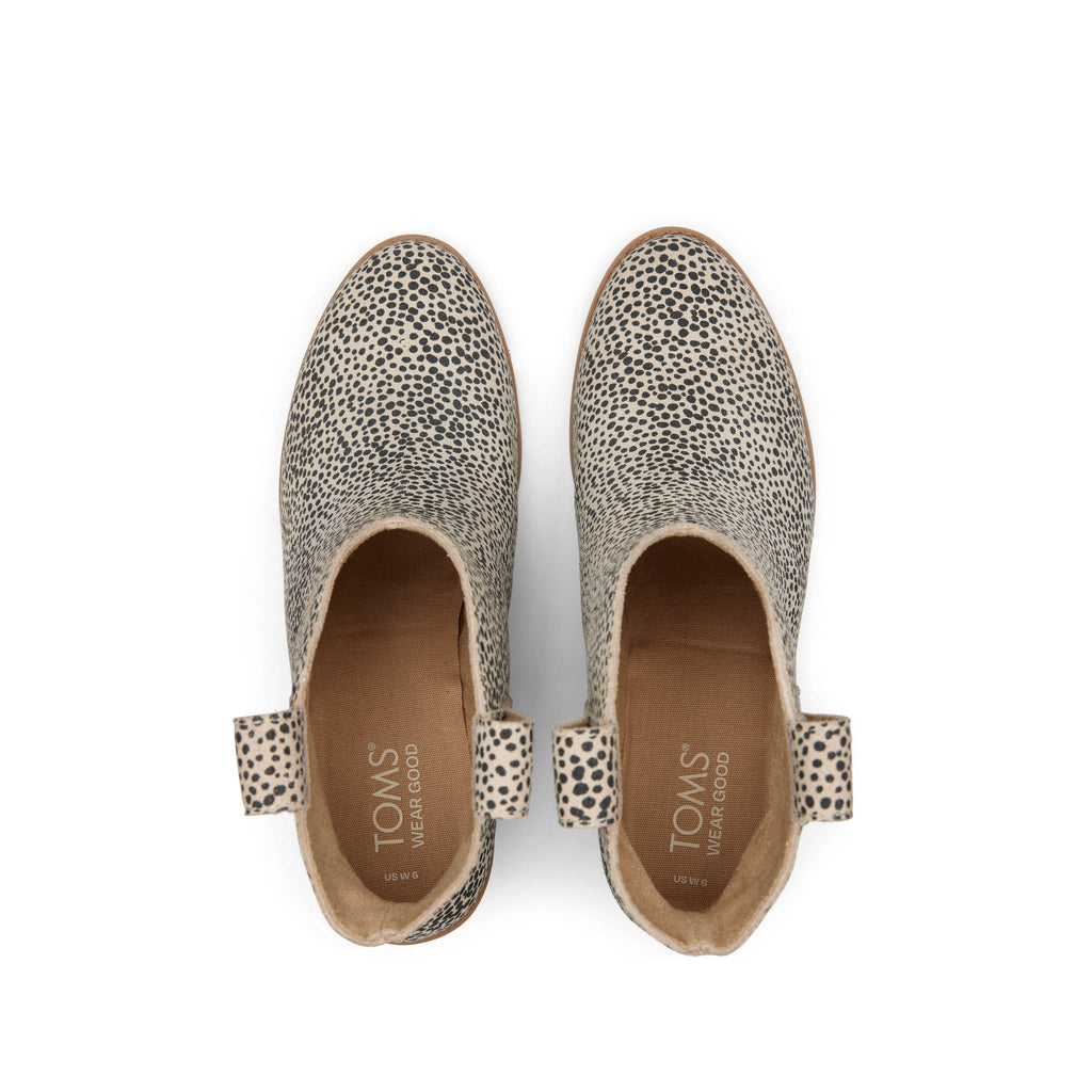 Constance Mini Cheetah Suede Heeled Boot Top View