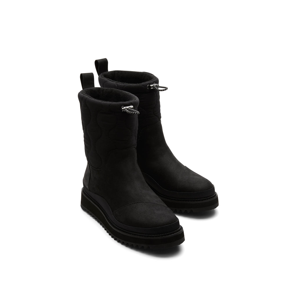 Makenna Black Water Resistant Leather Boot Front View