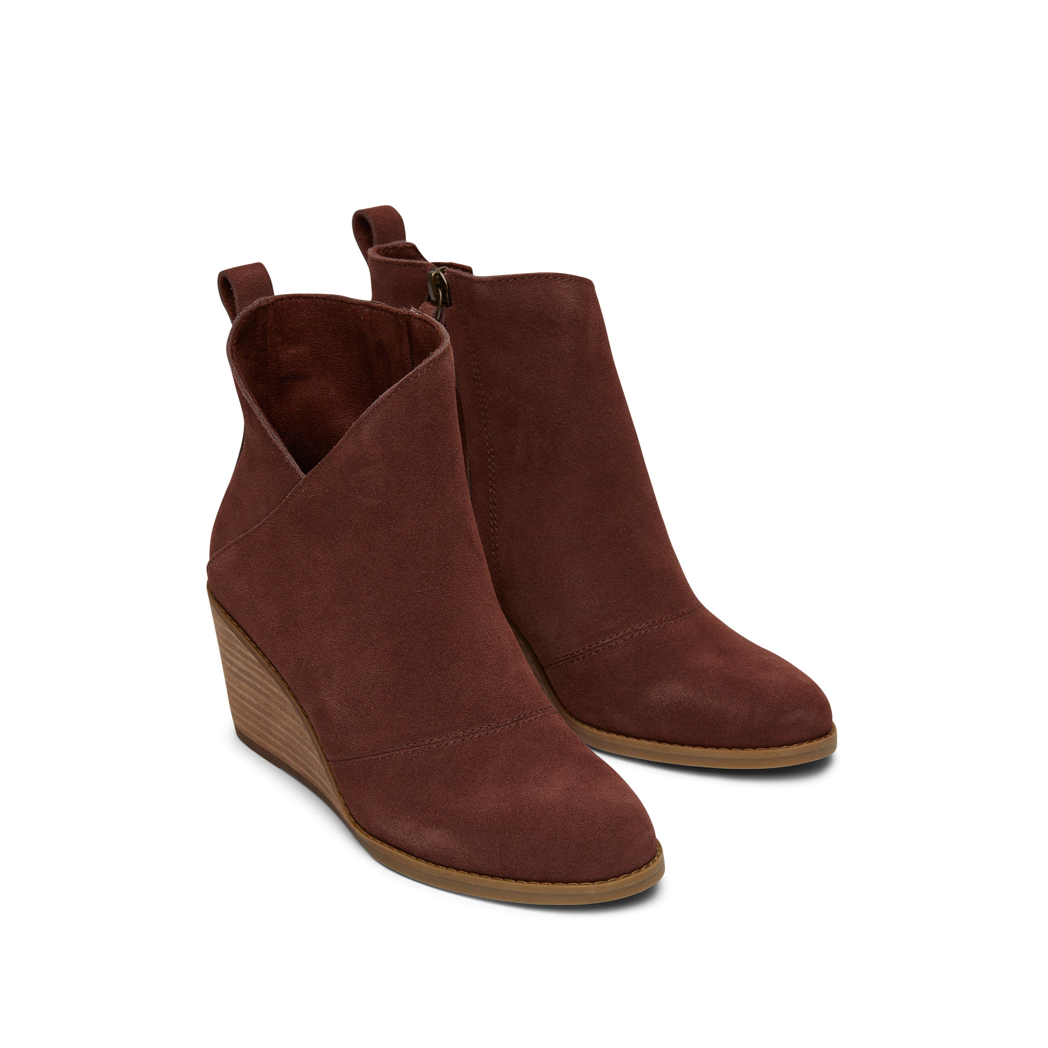 Sutton Chestnut Suede Wedge Boot Front View