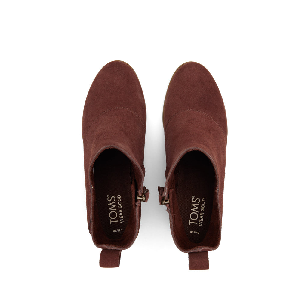 Sutton Chestnut Suede Wedge Boot Top View