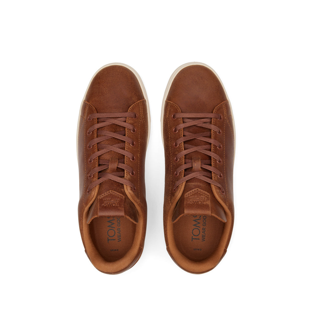 TRVL LITE Tan Leather Lace-Up Sneaker Top View