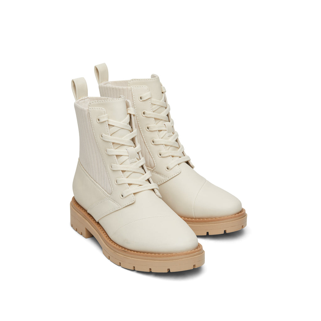 Ionie Light Sand Vegan Lace-Up Boot Front View