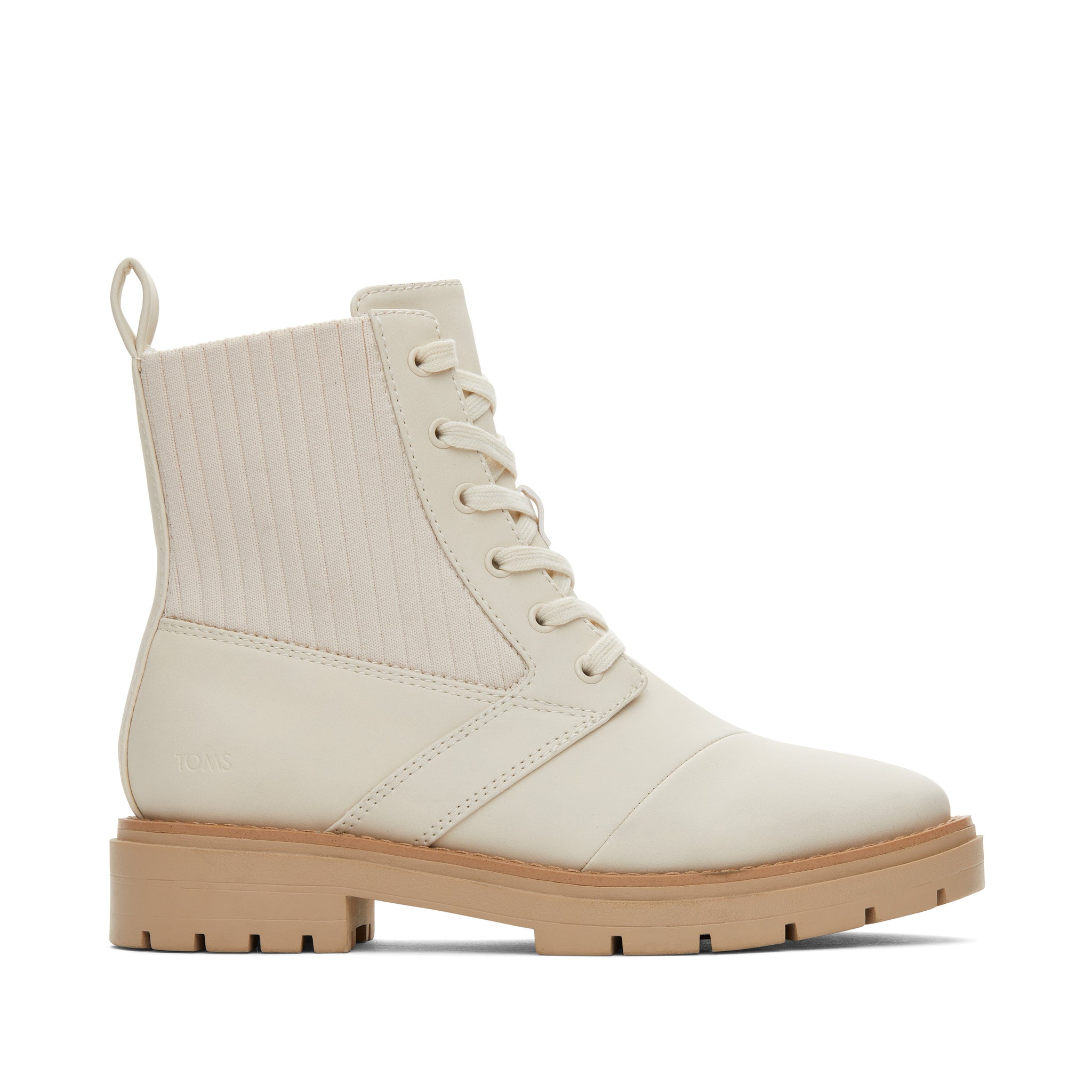 Ionie Light Sand Vegan Lace-Up Boot Side View