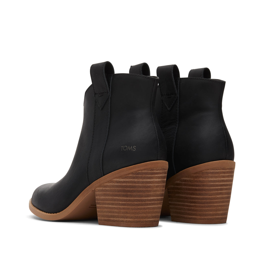 Constance Black Leather Heeled Boot Back View