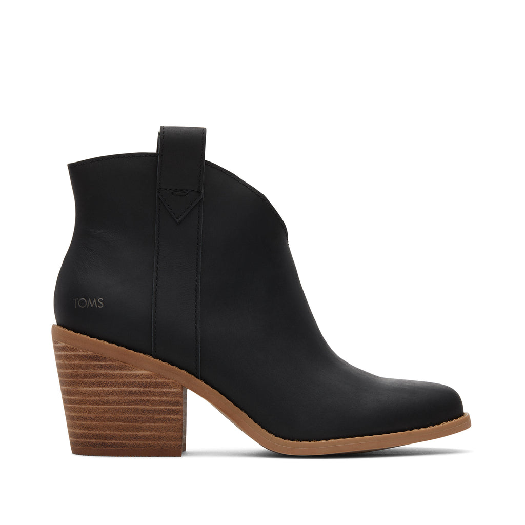 Constance Black Leather Heeled Boot Side View