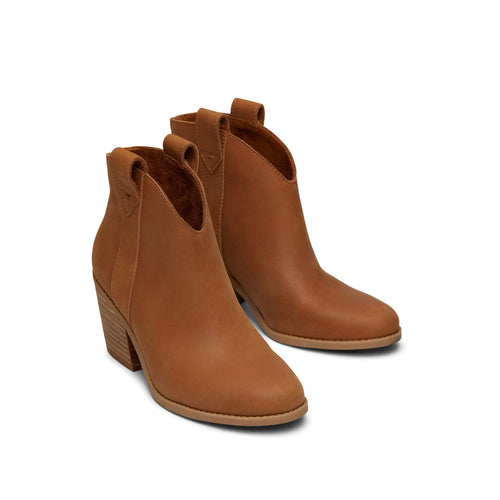 Constance Tan Leather Heeled Boot Front View