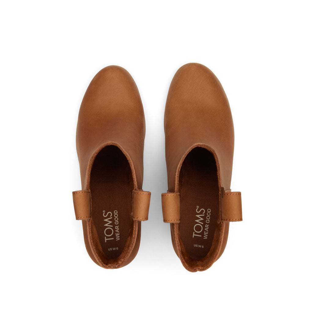 Constance Tan Leather Heeled Boot Top View