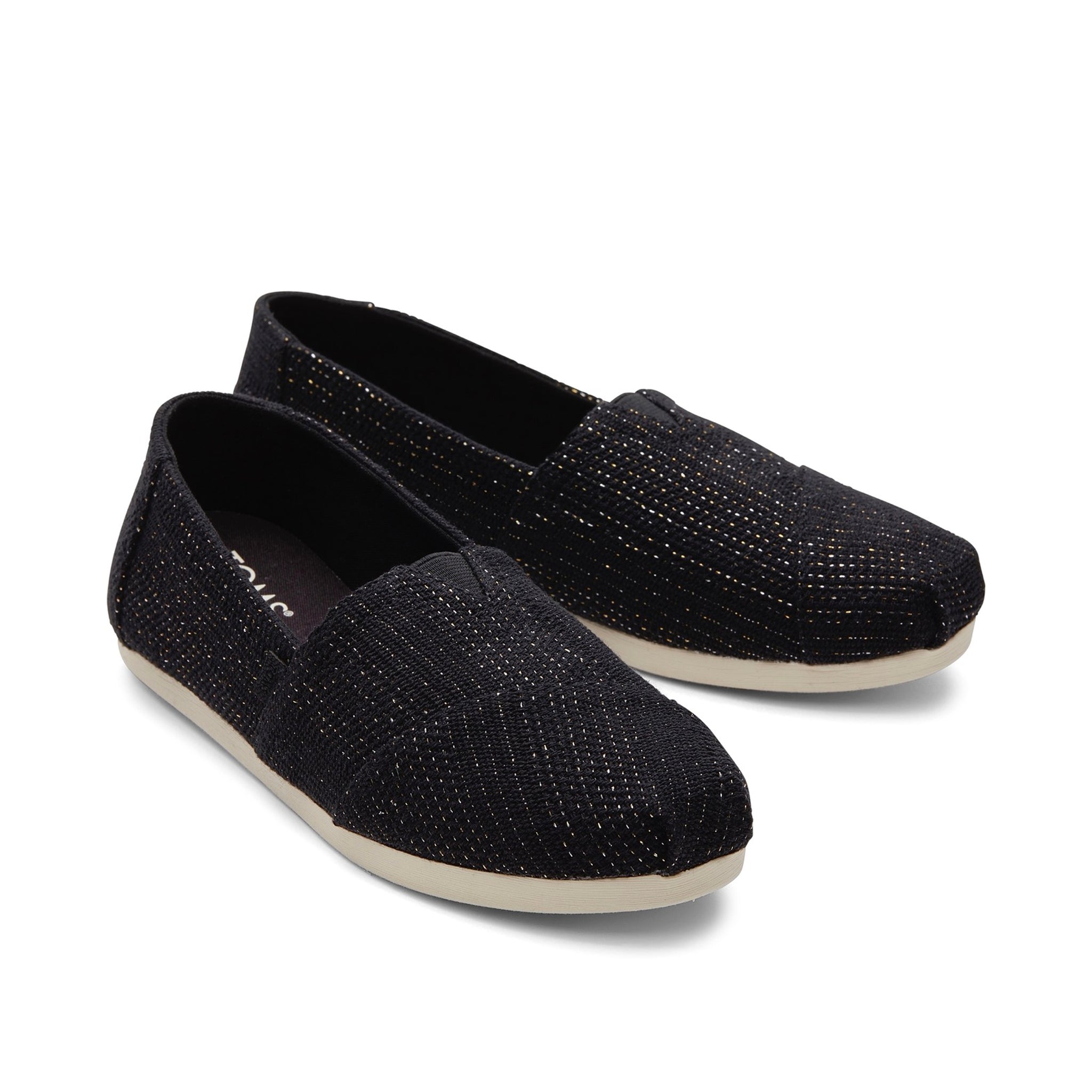 Alpargata Black Metallic Stripe Linen Front View