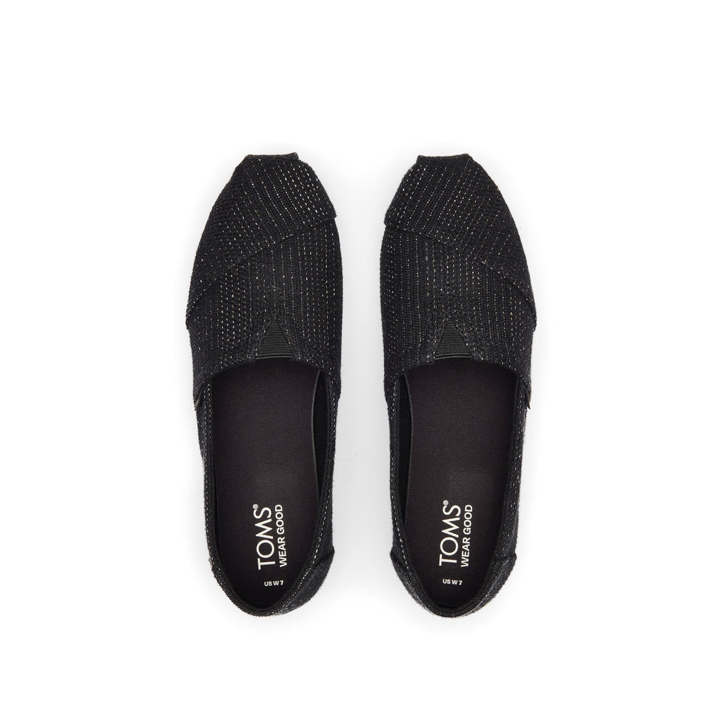 Alpargata Black Metallic Stripe Linen Top View