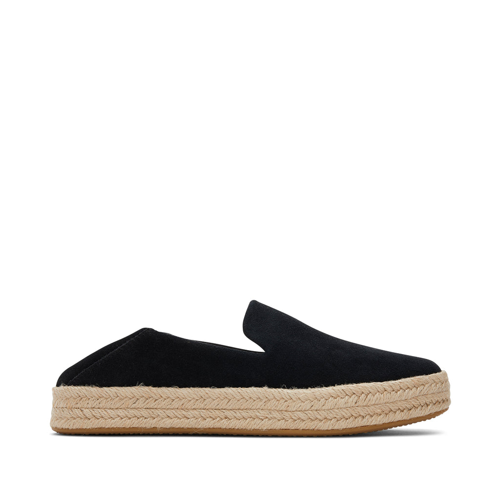 Carolina Black Suede Espadrille Side View