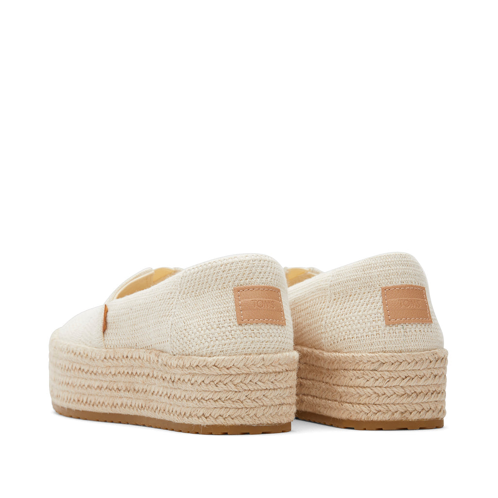 Valencia Undyed Metallic Linen Stripe Platform Espadrille Back View