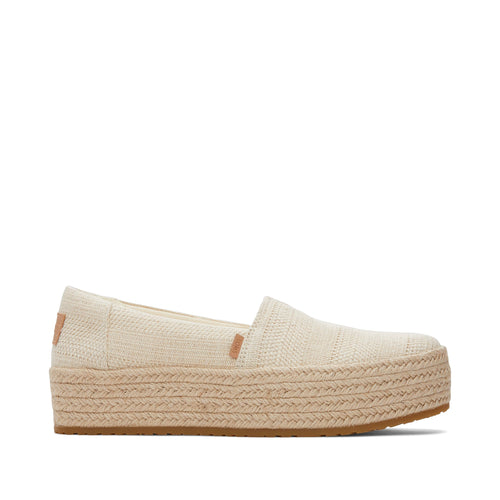 Valencia Undyed Metallic Linen Stripe Platform Espadrille Side View