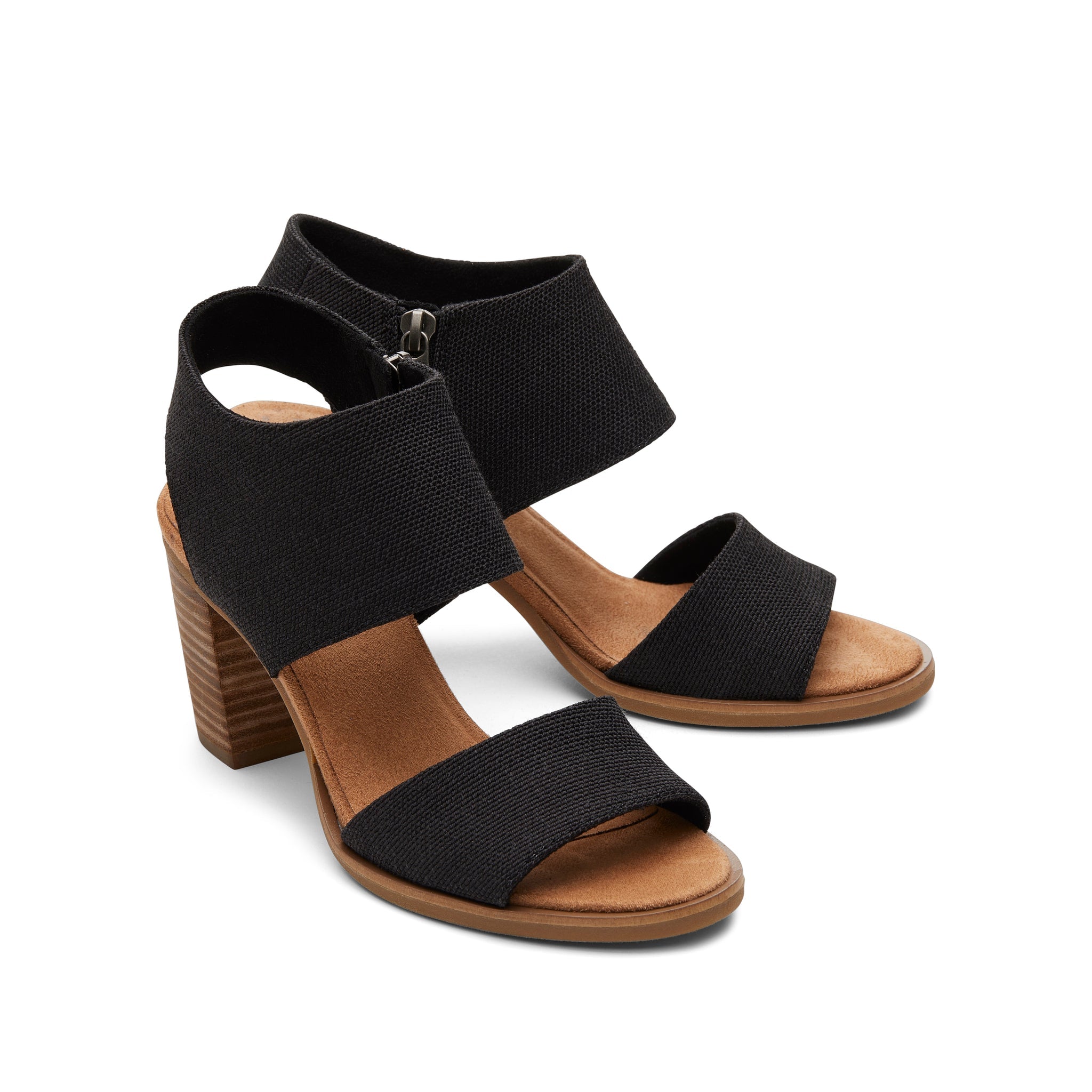 Majorca Cutout Black Heeled Sandal Front View