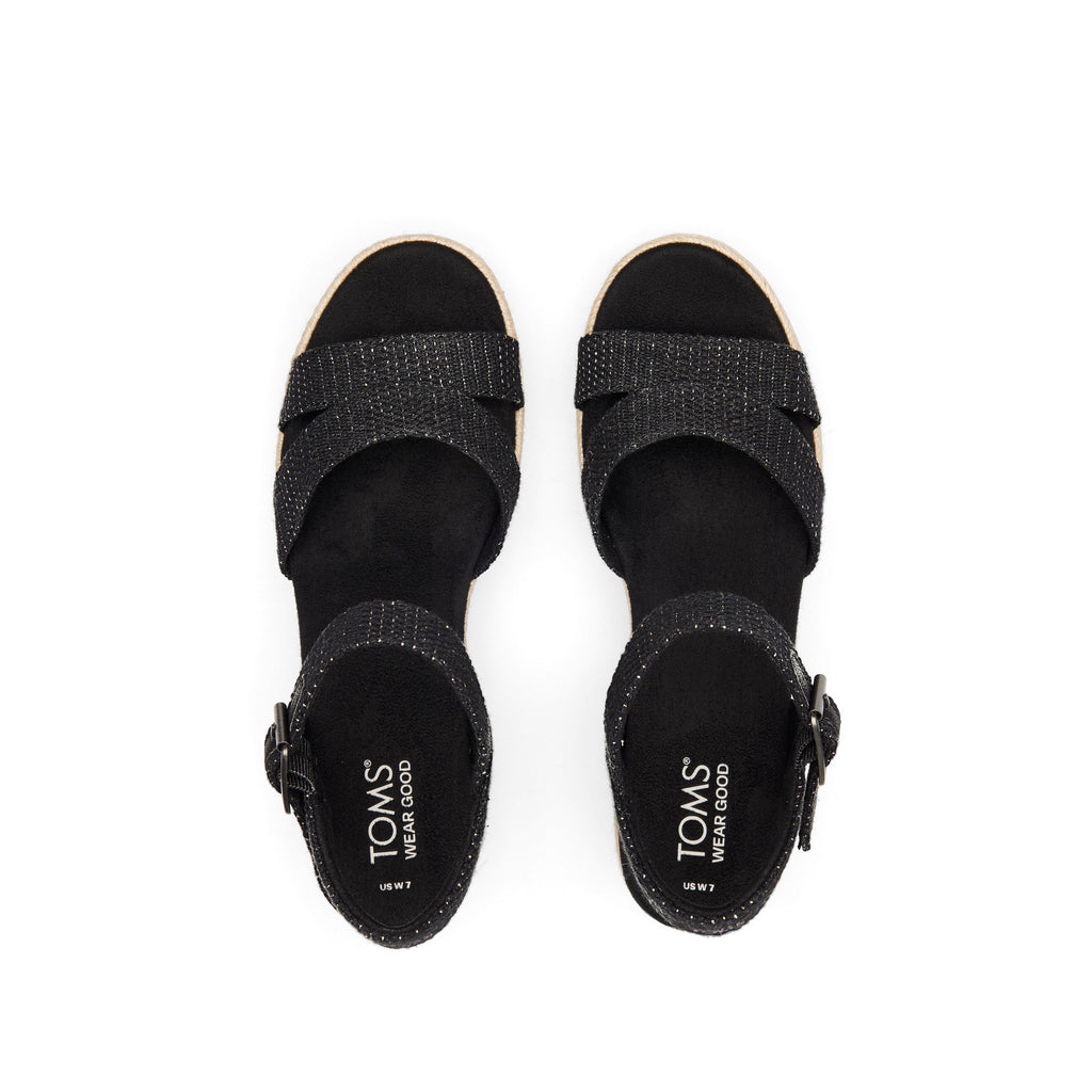 Audrey Black Metallic Wedge Sandal Top View