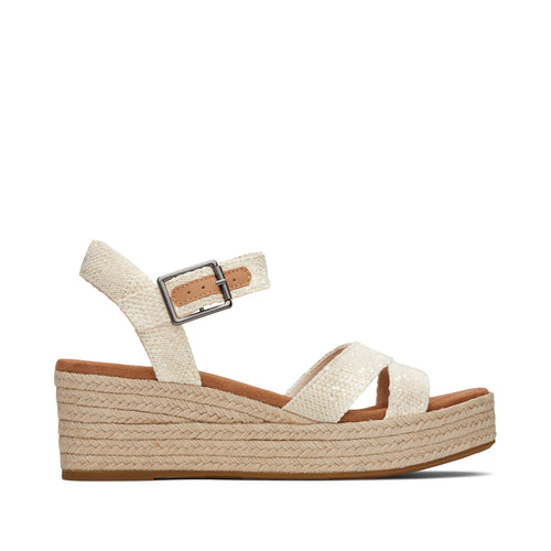 Audrey Natural Metallic Wedge Sandal Side View