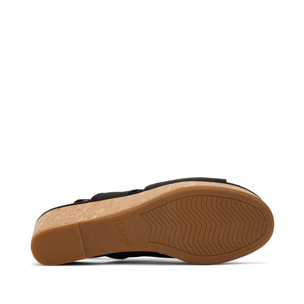 Claudine Black Wedge Sandal Bottom Sole View