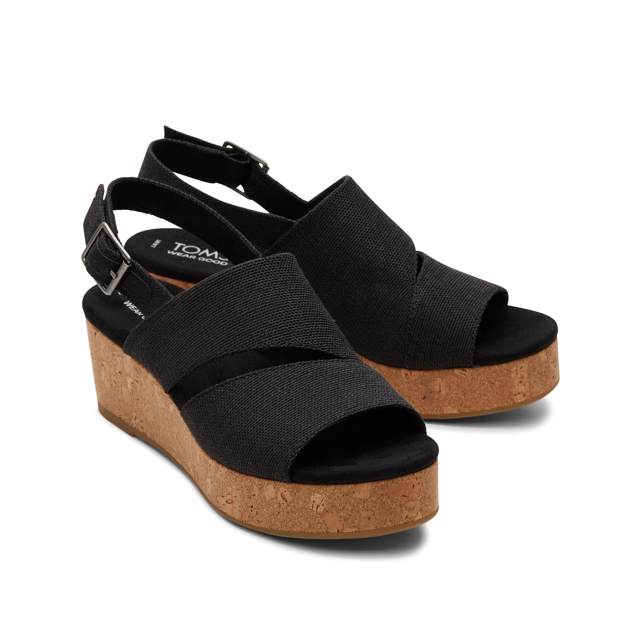 Claudine Black Wedge Sandal Front View