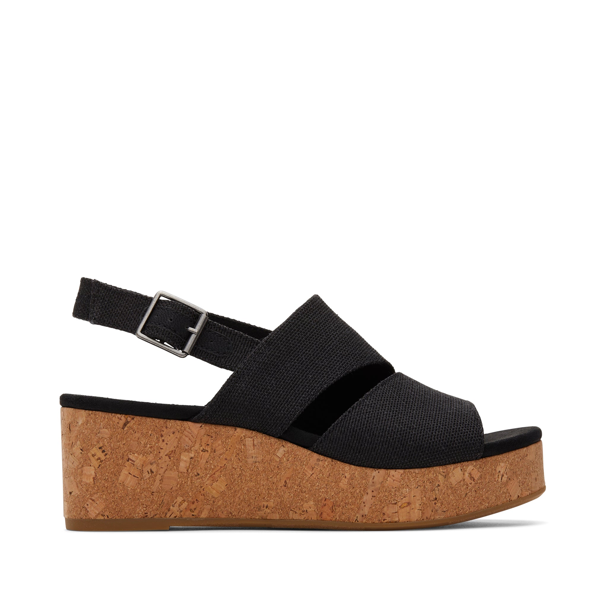 Claudine Black Wedge Sandal Side View
