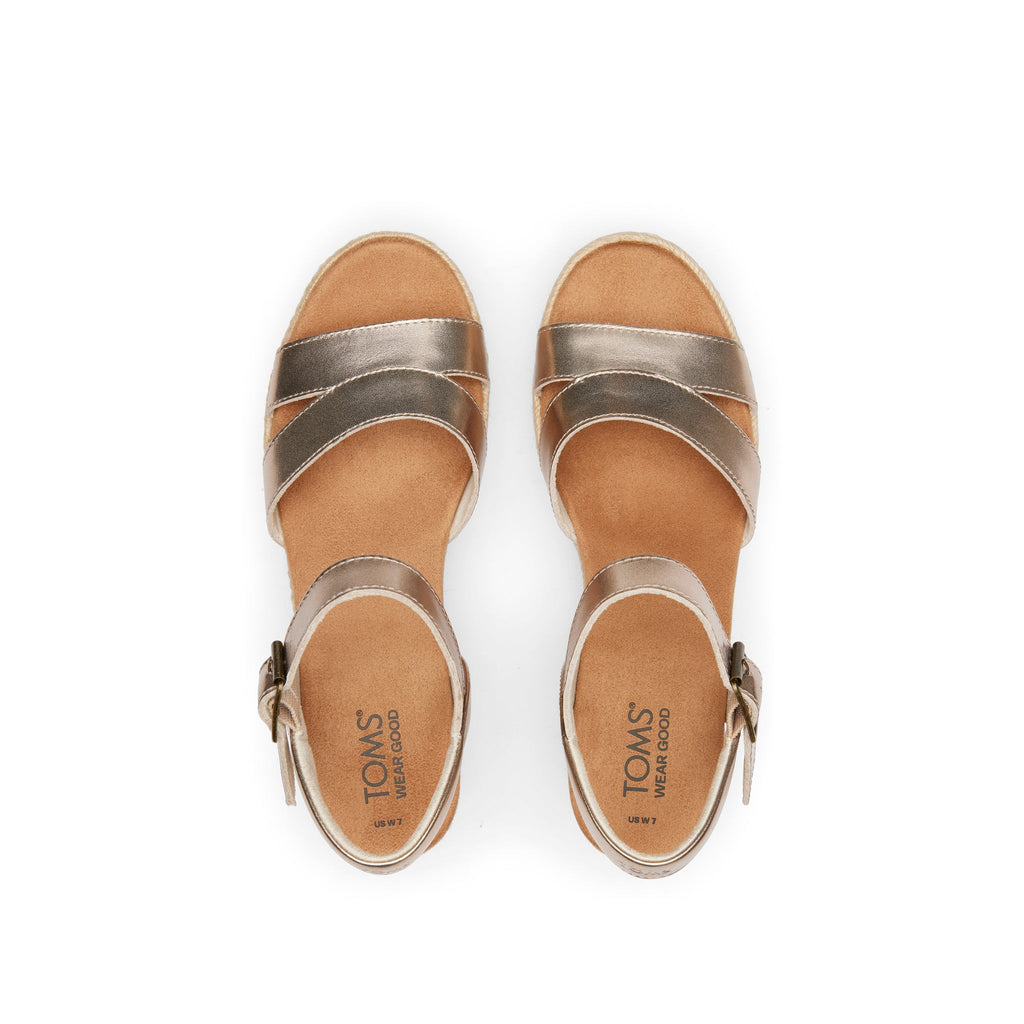 Audrey Gold Metallic Wedge Sandal Top View