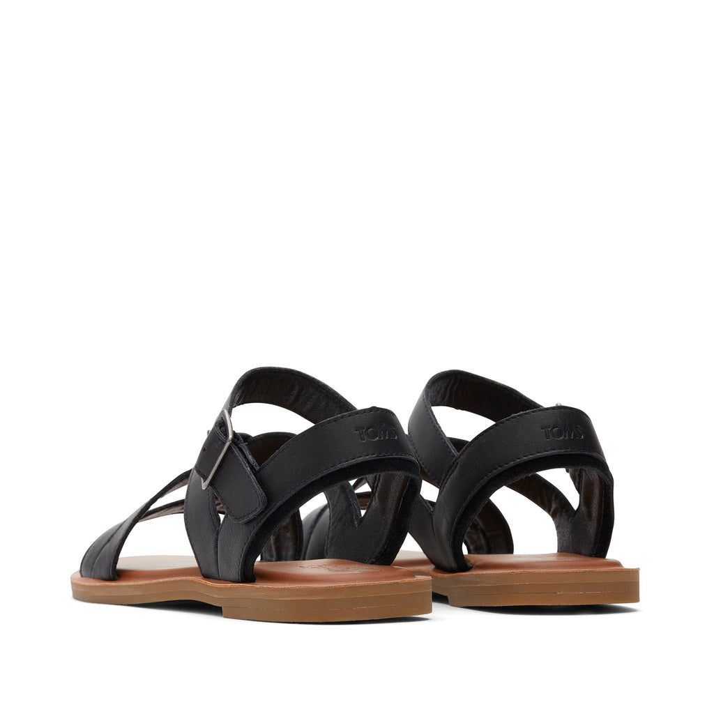 Sloane Black Leather Strappy Sandal Back View